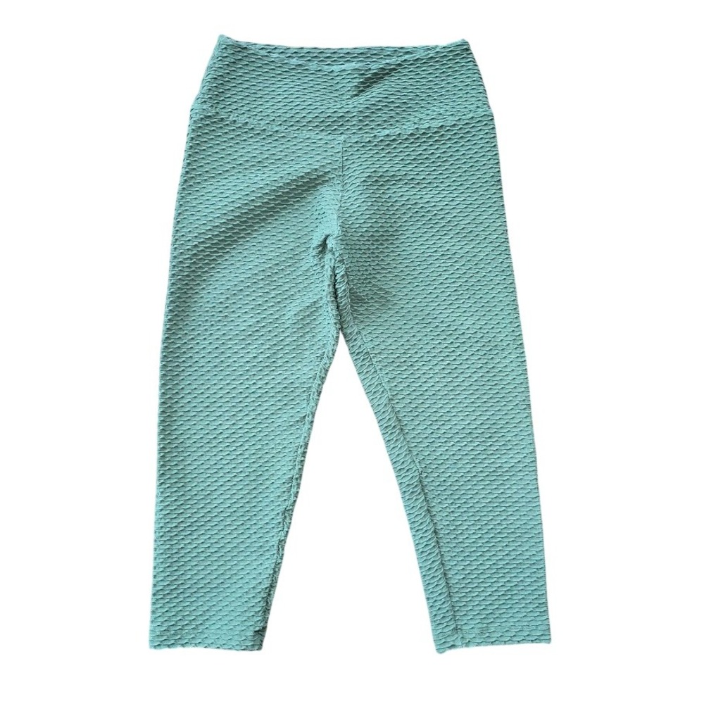Booty by Brabants Croco Seamless Cropped Leggings OS Sage‎ Honeycomb Athleisure